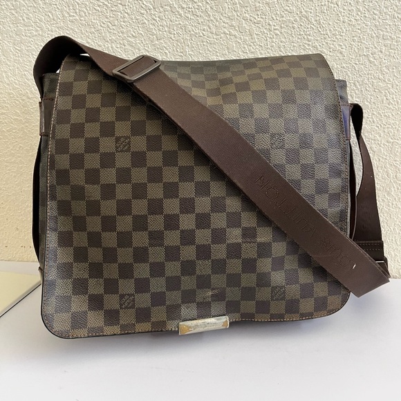 Brown Checkered Men's Messenger Bag